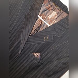 Men's Black Pinstripe Blazer - Classic Formal Jacket